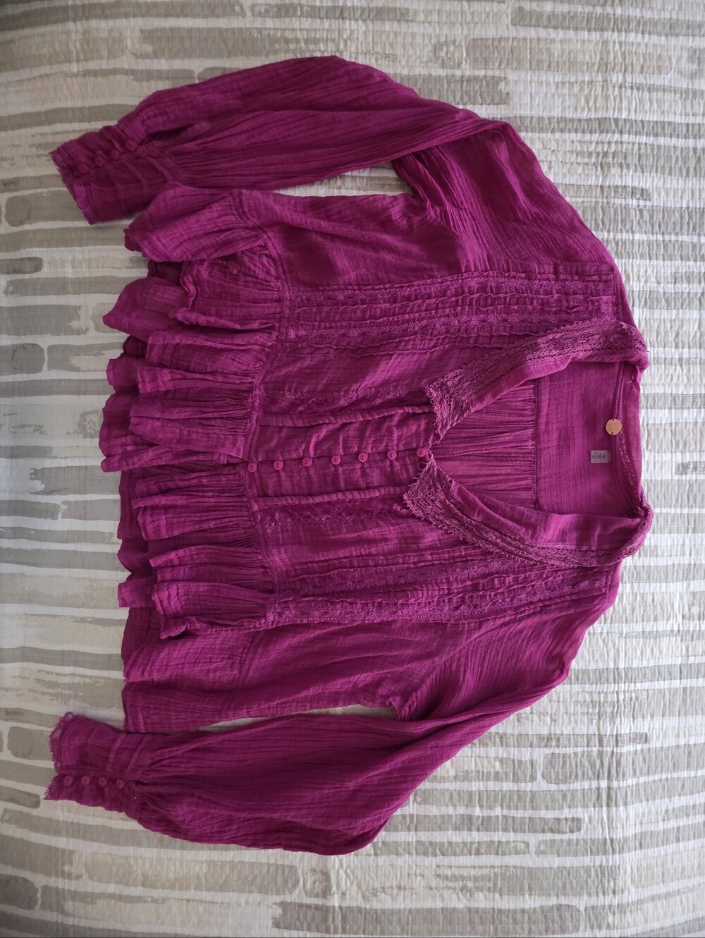 Free People Magenta Peasant Blouse
